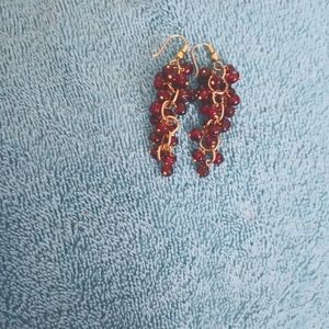 Antique Garnet Bohemian Cluster Earrings